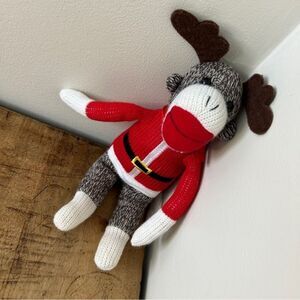 Christmas Holiday Festive Reindeer Santa Sock Monkey Plush Stuffed Animal Toy 10